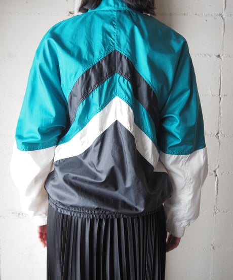 〜1990's NIKE Tricolor Stand Collar Nylon Jacket GNBKWH