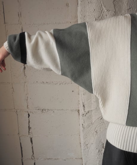 VANESSA  Tricollar Dolman Sleeve Knit WHGNBK