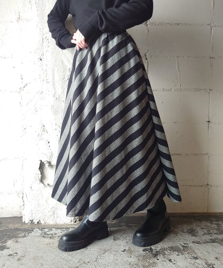 Stripe Flared Vintage Skirt BKGR