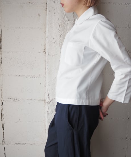 Round Collar Side Button Blouse WH