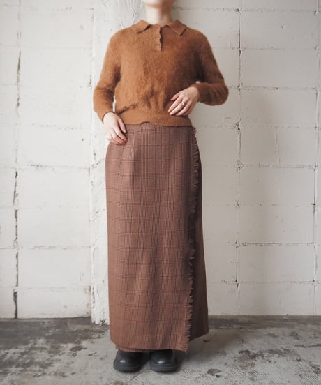 Wool Pattern Wrap Skirt BR