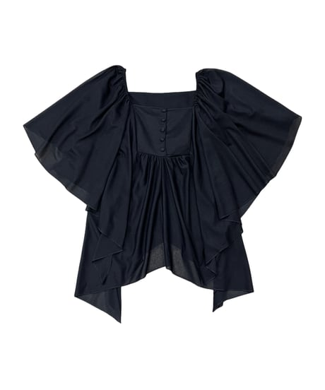 Flared Sleeve Sheer Blouse BK