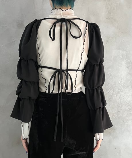 Puff Sleeve Short Tops BK