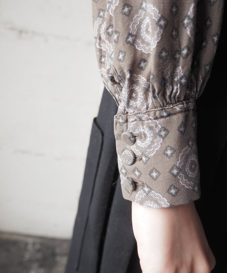 Multi Pattern Band Collar Tuck Shirt LBR