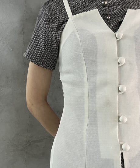 Front Button Slit Camisole Vest WH