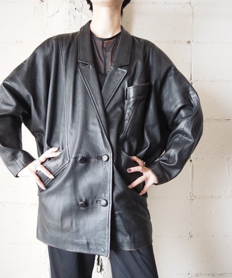 Double Breasted Leather Tailored Jacket BK