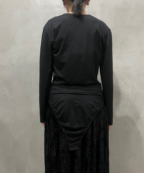 Sheer Switching Crew Neck Bodysuit BK