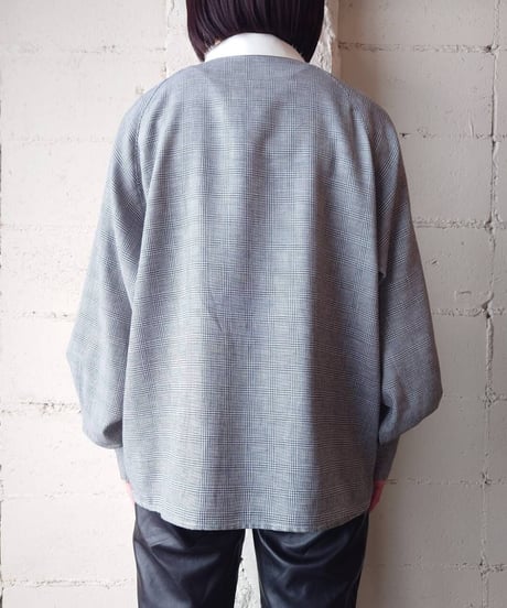 Side Button Check Blouse BKWH