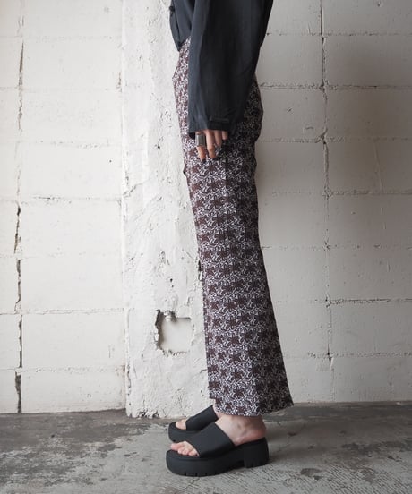 1970's Flower Pattern Flared Easy Pants BRWH