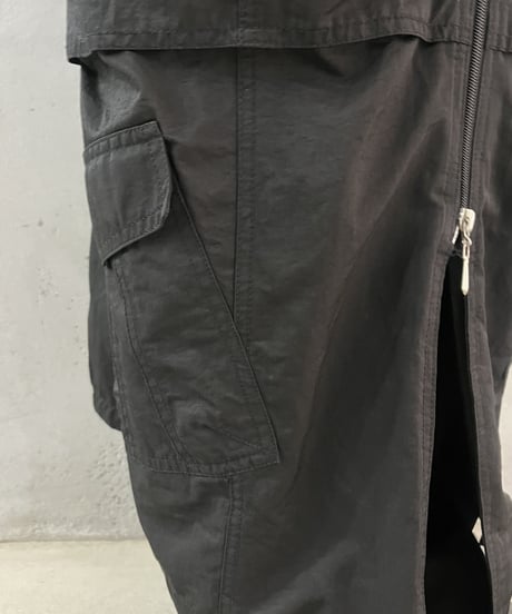 Sleeve Zip Design Nylon Long Coat BK