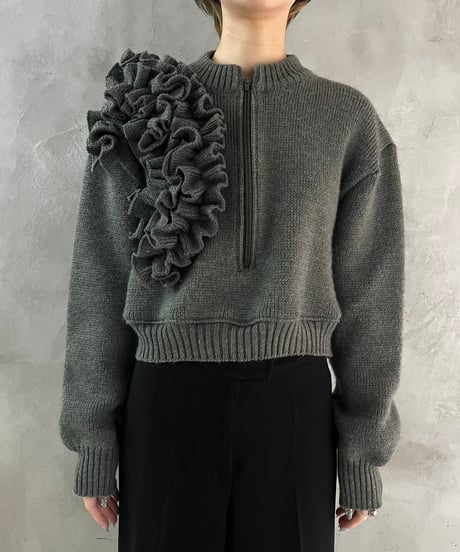 Remake Shoulder Fril Knit GR
