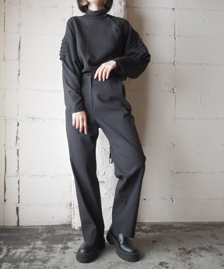 French Connection Tuck Sleeve Stand Collar Shirt BK