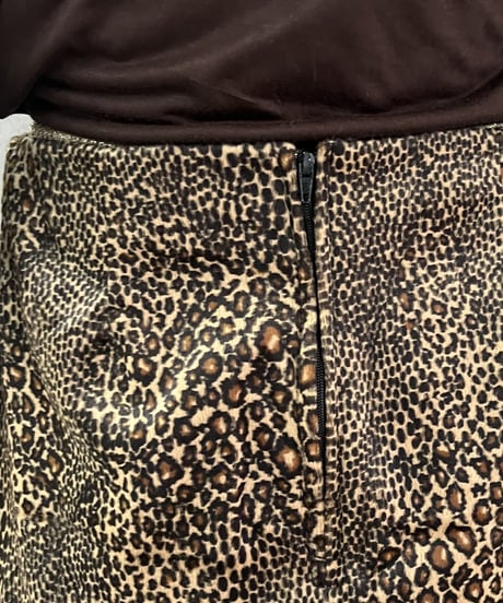 Leopard Pattern Velour Mini Skirt BRBK