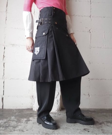 DNKE Side Pocket Pleats Wrap Skirt BK