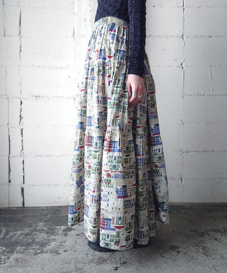 Cityscape Pattern Tiered Skirt WHBL
