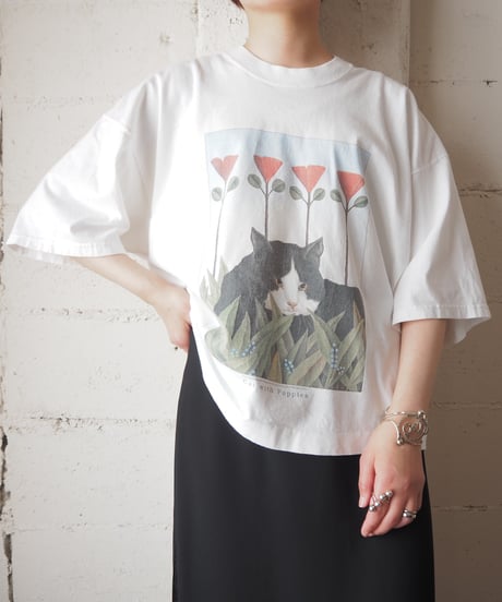 Cat Print Tee WH