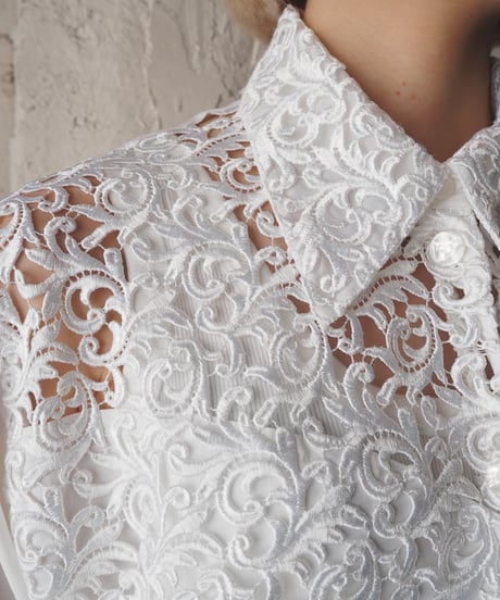Botanical Pattern Embroidery Shirt WH
