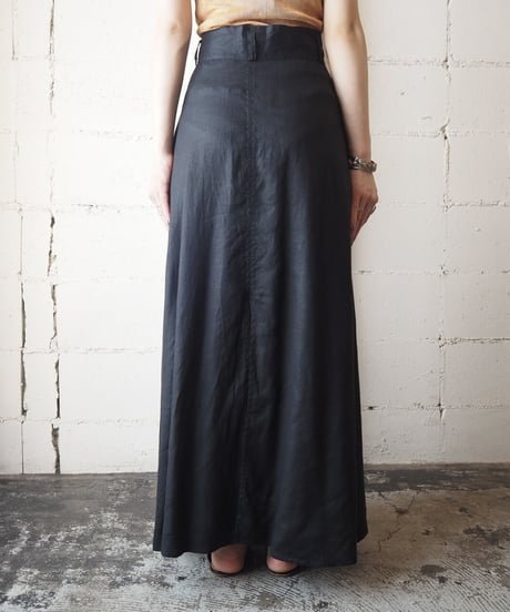 Front Button Long Skirt BK