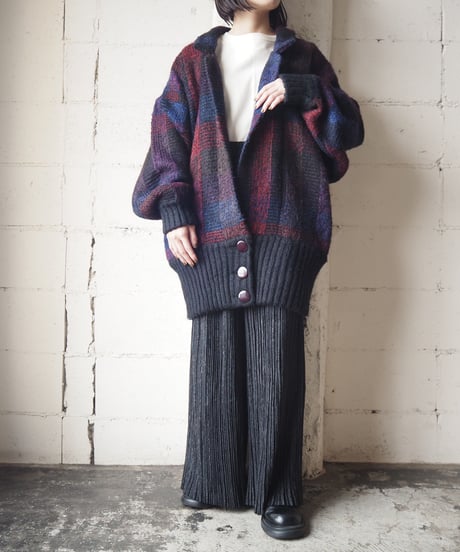 Check Pattern Knit Jacket BKRE