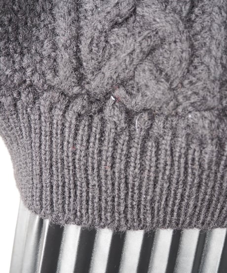 Cropped Piece Dyeing Fisherman Knit BK