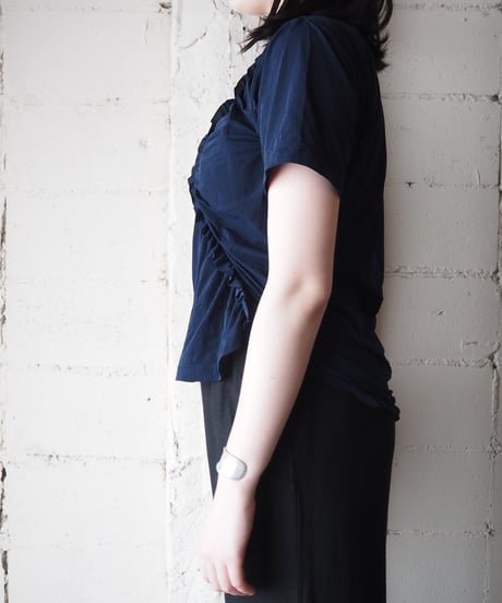 Y's Asymmetric Ruffle Gathered T-Shirt NV
