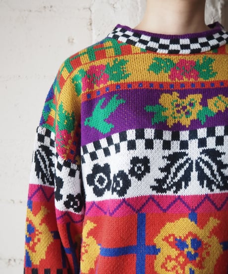Checker Line Pattern Knit PURWHRE