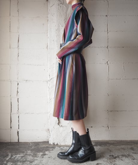 Stand Collar Stripe Dress REBLGR