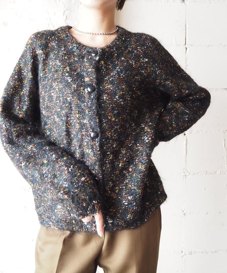 Mix Color Mohair Knit Cardigan GNWHYE