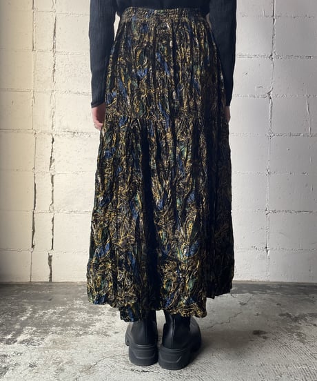 Pattern Velour Tiered Skirt BKBR