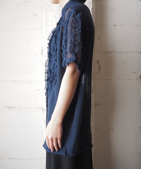 Sheer×Frill S/S Blouse NV