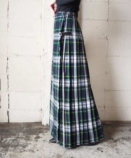 Plaid Back Pleated Wrap Skirt NVGN