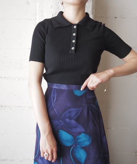 Rib Polo Knit BK