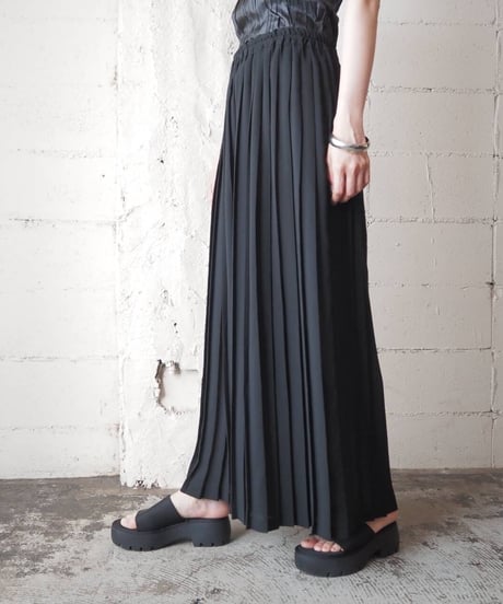 Sheer Pleated Super Wide Pants BK