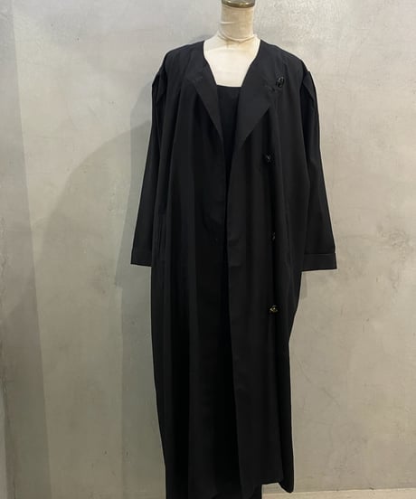 Collarless Side Button Dress BK