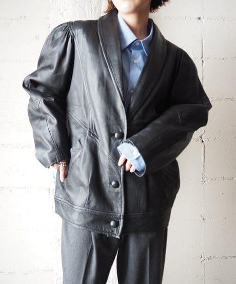 Shawl Collar Leather Jacket BK