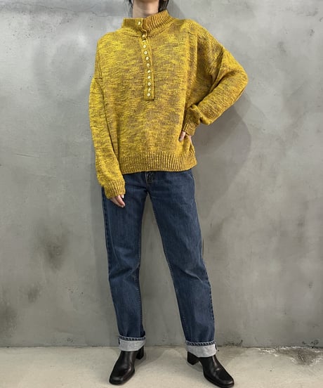 Many Button Mock Neck Knit YE