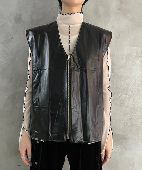 Boa Lining Fake Leather Vest BKWH