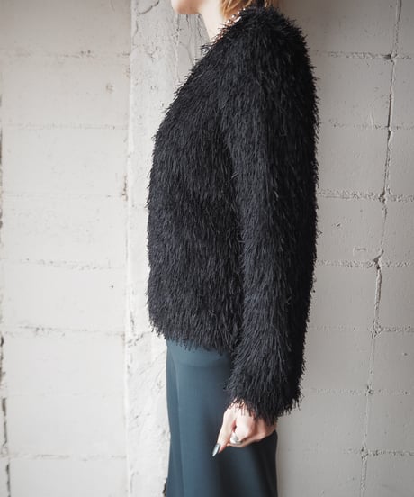 MAXSTUDIO Shaggy Collarless Jacket BK