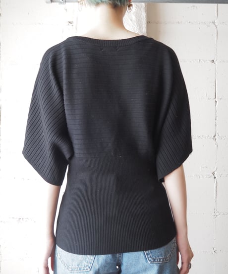 Button Sleeve rib knit BK