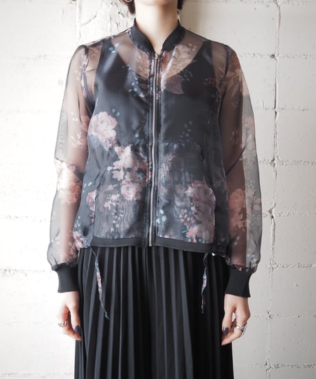 Flower Pattern Seethrough Jacket BK