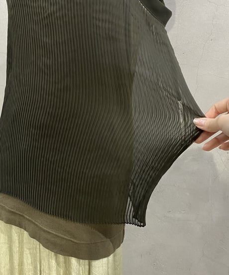 sacai Zip Design Chiffon Pleated Layered Tank KA