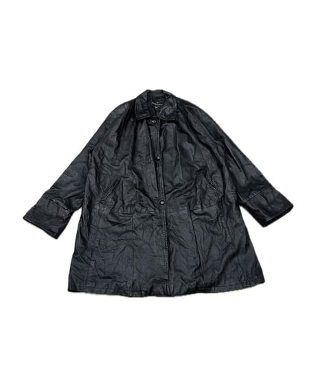 Yoke Leather Coat BK