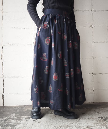 Emblem Pattern Flared Skirt NVRE