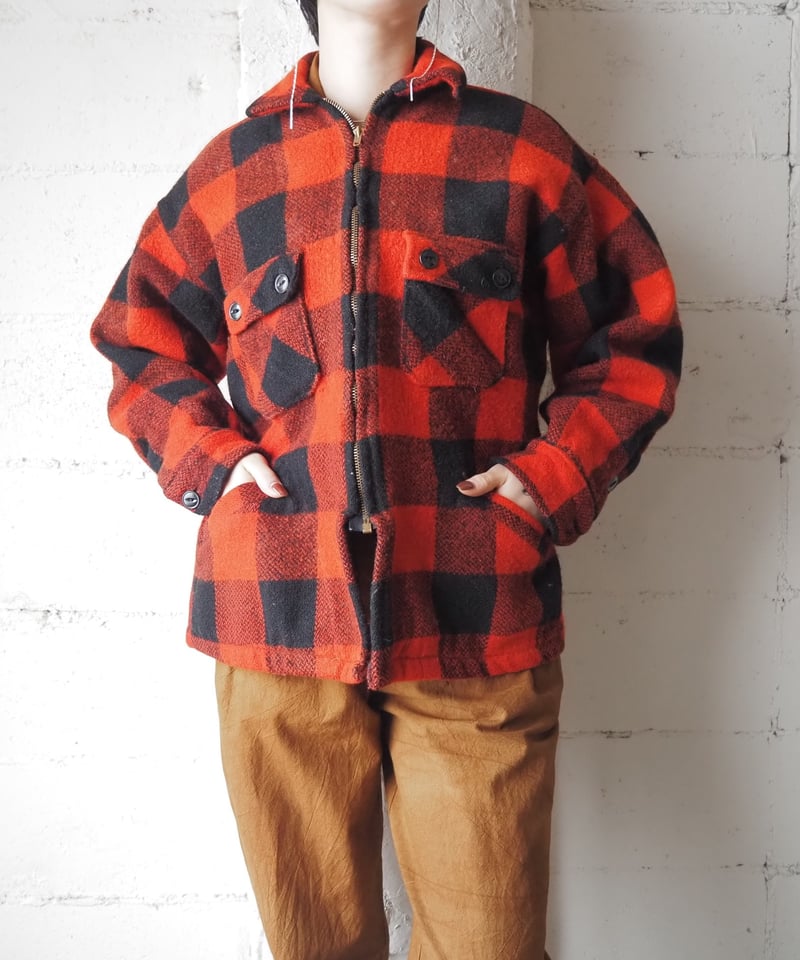 1960-70's Vintage Buffalo Check Wool Jacket RE