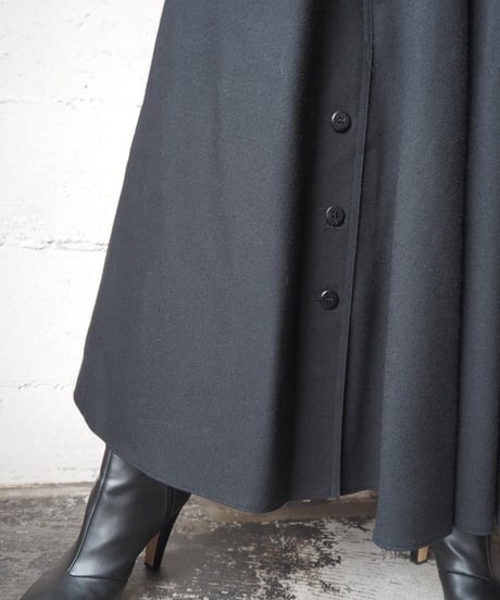 Front Buckle Flared Skirt BK