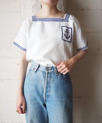 1960-70's French Navy Sailor Shirt WH NV