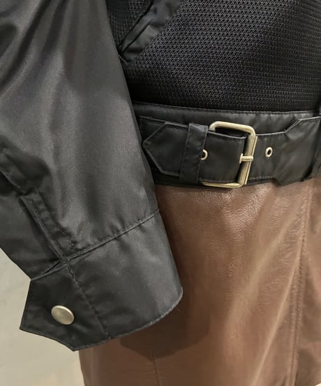 Belstaff Mesh Switching Stand Collar Jacket BK