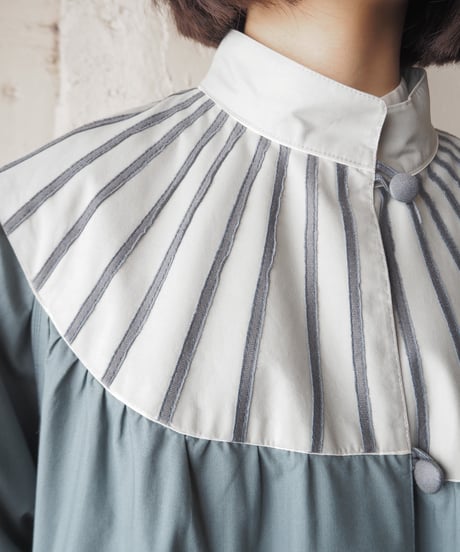 1970's Stripe Yoke Stand Collar Coat GRBL