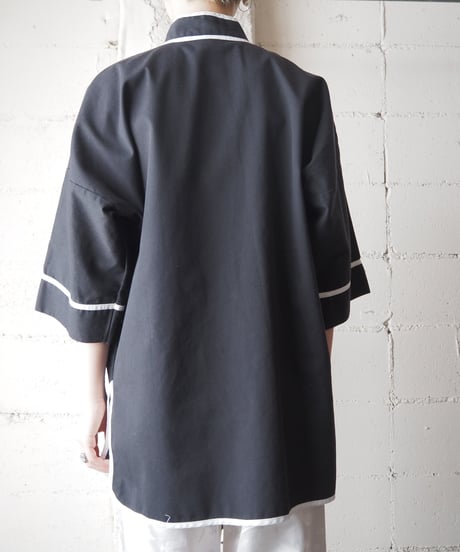 Bicolor piping China Shirt BK