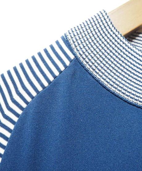 Mock Neck Stripe Tops BLWH